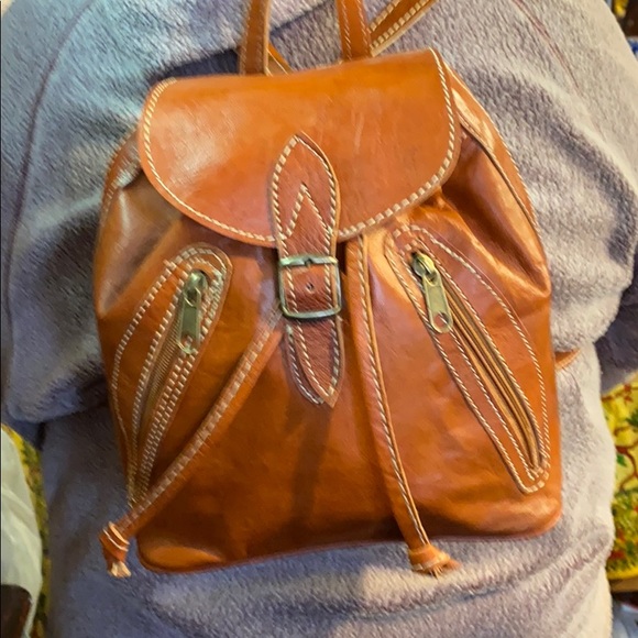 Moroccan Leather Backpack - Picture 13 of 14